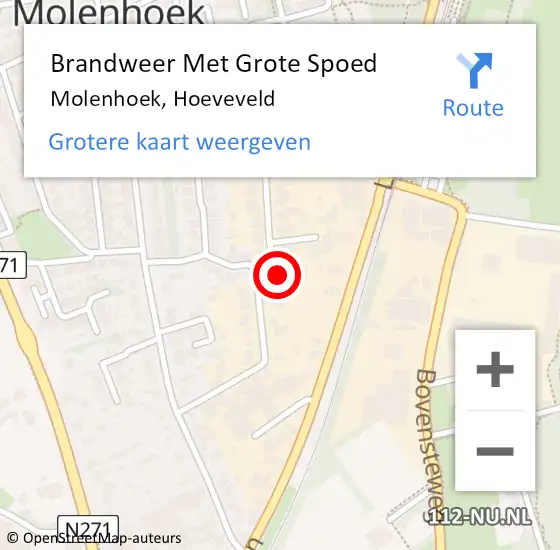 Locatie op kaart van de 112 melding: Brandweer Met Grote Spoed Naar Molenhoek, Hoeveveld op 16 juni 2016 14:44