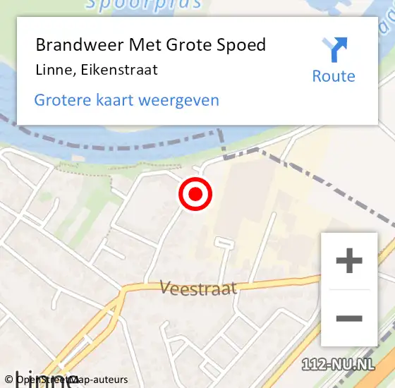 Locatie op kaart van de 112 melding: Brandweer Met Grote Spoed Naar Linne, Eikenstraat op 16 juni 2016 14:56