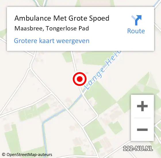 Locatie op kaart van de 112 melding: Ambulance Met Grote Spoed Naar Maasbree, Tongerlose Pad op 16 juni 2016 15:19