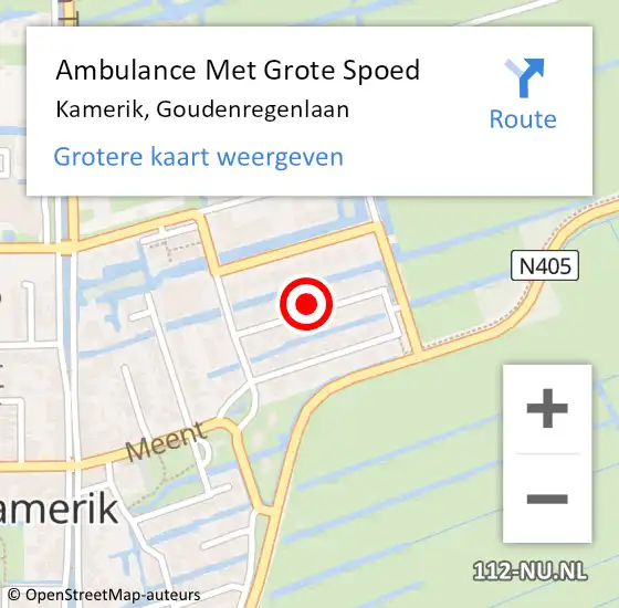 Locatie op kaart van de 112 melding: Ambulance Met Grote Spoed Naar Kamerik, Goudenregenlaan op 18 december 2013 12:47