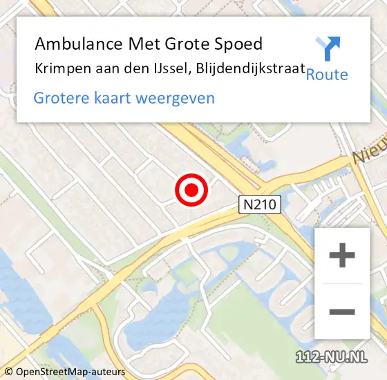 Locatie op kaart van de 112 melding: Ambulance Met Grote Spoed Naar Krimpen aan den IJssel, Blijdendijkstraat op 16 juni 2016 16:36