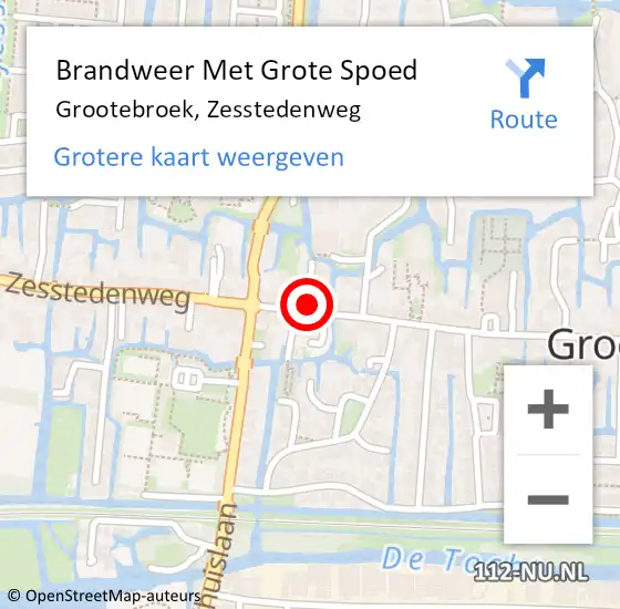 Locatie op kaart van de 112 melding: Brandweer Met Grote Spoed Naar Grootebroek, Zesstedenweg op 16 juni 2016 17:18