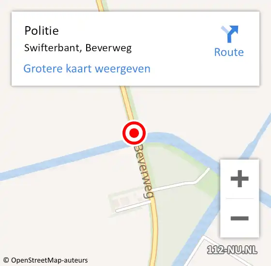 Locatie op kaart van de 112 melding: Politie Swifterbant, Beverweg op 16 juni 2016 17:29