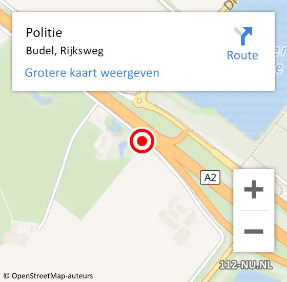 Locatie op kaart van de 112 melding: Politie Budel, Rijksweg op 16 juni 2016 18:12