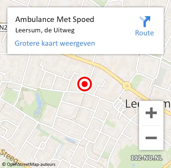 Locatie op kaart van de 112 melding: Ambulance Met Spoed Naar Leersum, de Uitweg op 16 juni 2016 18:20