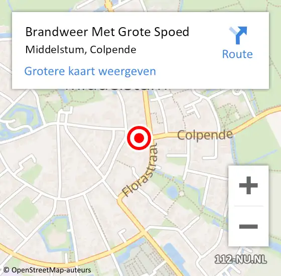 Locatie op kaart van de 112 melding: Brandweer Met Grote Spoed Naar Middelstum, Colpende op 16 juni 2016 19:00