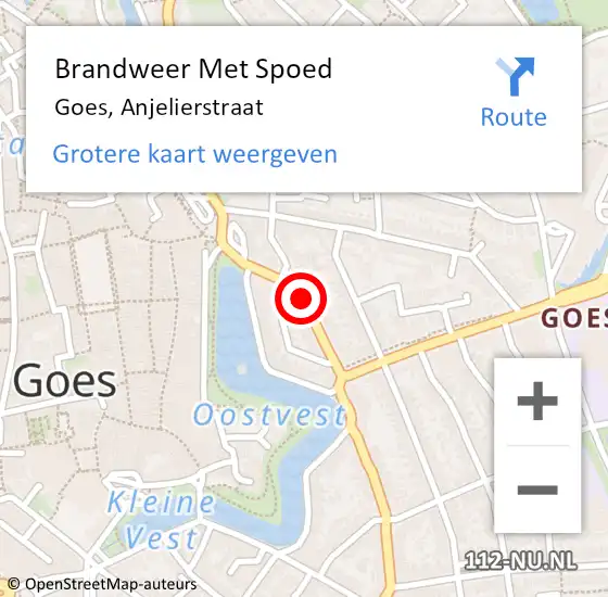 Locatie op kaart van de 112 melding: Brandweer Met Spoed Naar Goes, Anjelierstraat op 16 juni 2016 20:53