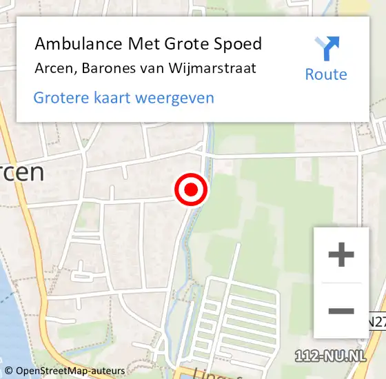 Locatie op kaart van de 112 melding: Ambulance Met Grote Spoed Naar Arcen, Barones van Wijmarstraat op 16 juni 2016 21:16