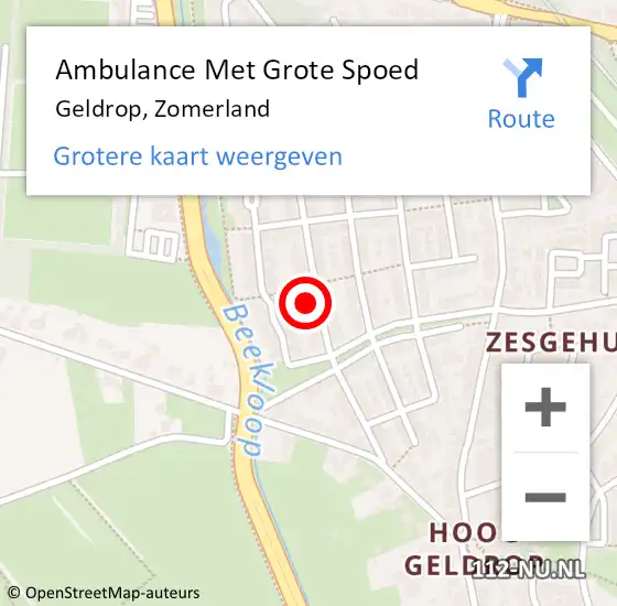 Locatie op kaart van de 112 melding: Ambulance Met Grote Spoed Naar Geldrop, Zomerland op 17 juni 2016 03:48