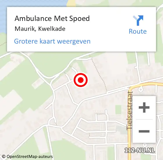 Locatie op kaart van de 112 melding: Ambulance Met Spoed Naar Maurik, Kwelkade op 17 juni 2016 04:28