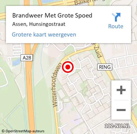 Locatie op kaart van de 112 melding: Brandweer Met Grote Spoed Naar Assen, Hunsingostraat op 17 juni 2016 06:12