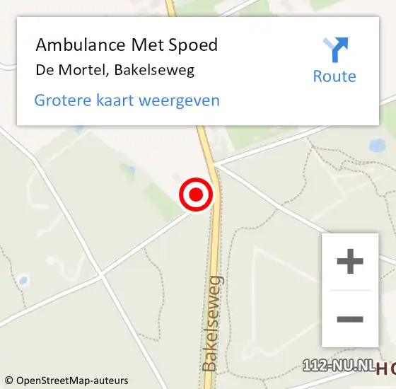 Locatie op kaart van de 112 melding: Ambulance Met Spoed Naar De Mortel, Bakelseweg op 17 juni 2016 07:37