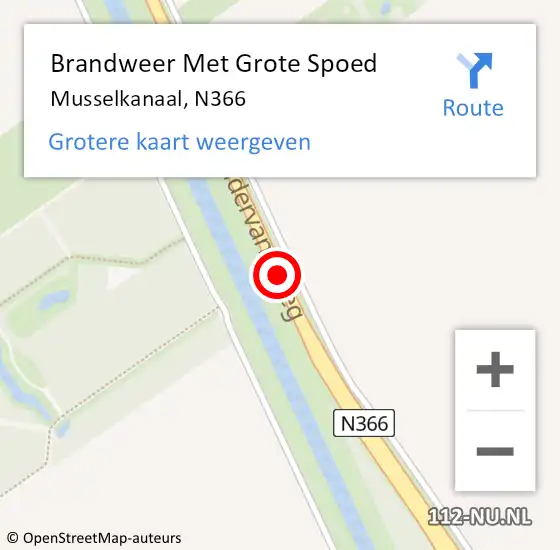 Locatie op kaart van de 112 melding: Brandweer Met Grote Spoed Naar Musselkanaal, N366 op 17 juni 2016 09:01