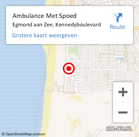 Locatie op kaart van de 112 melding: Ambulance Met Spoed Naar Egmond aan Zee, Kennedyboulevard op 18 december 2013 13:41