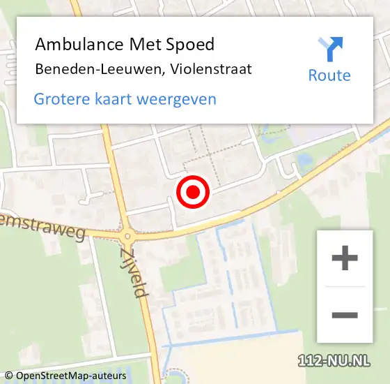 Locatie op kaart van de 112 melding: Ambulance Met Spoed Naar Beneden-Leeuwen, Violenstraat op 17 juni 2016 10:39