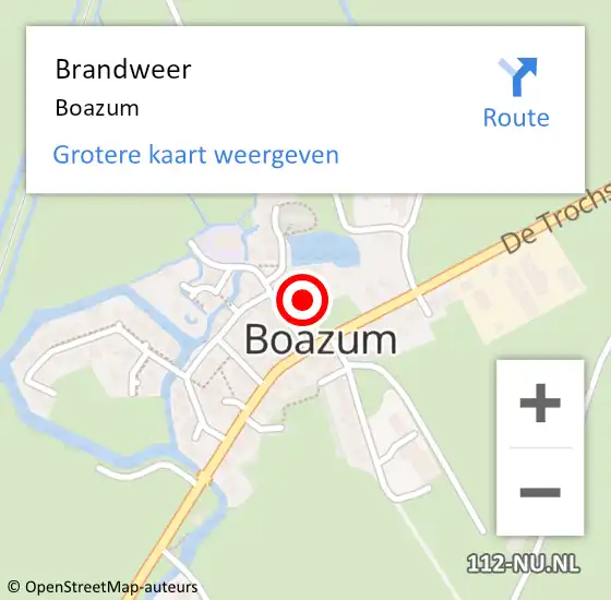 Locatie op kaart van de 112 melding: Brandweer Boazum op 17 juni 2016 10:55