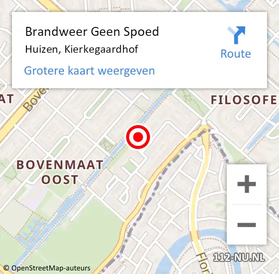 Locatie op kaart van de 112 melding: Brandweer Geen Spoed Naar Huizen, Kierkegaardhof op 17 juni 2016 11:37