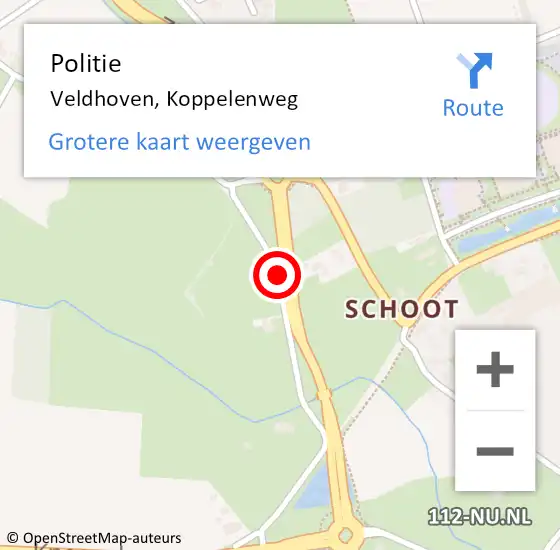 Locatie op kaart van de 112 melding: Politie Veldhoven, Koppelenweg op 17 juni 2016 13:21