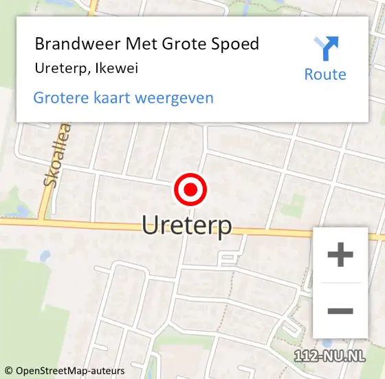 Locatie op kaart van de 112 melding: Brandweer Met Grote Spoed Naar Ureterp, Ikewei op 17 juni 2016 13:59