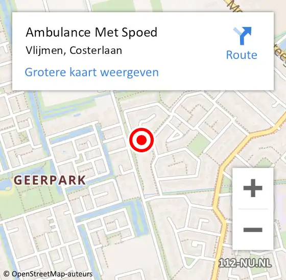 Locatie op kaart van de 112 melding: Ambulance Met Spoed Naar Vlijmen, Costerlaan op 17 juni 2016 14:04