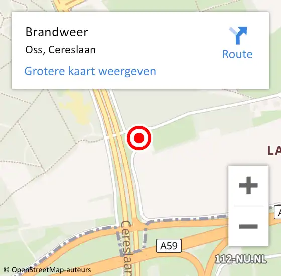 Locatie op kaart van de 112 melding: Brandweer Oss, Cereslaan op 17 juni 2016 14:23