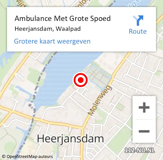 Locatie op kaart van de 112 melding: Ambulance Met Grote Spoed Naar Heerjansdam, Waalpad op 17 juni 2016 14:32