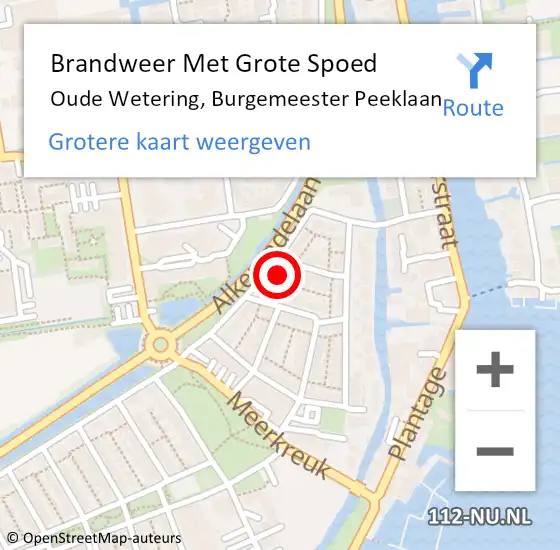 Locatie op kaart van de 112 melding: Brandweer Met Grote Spoed Naar Oude Wetering, Burgemeester Peeklaan op 17 juni 2016 14:53