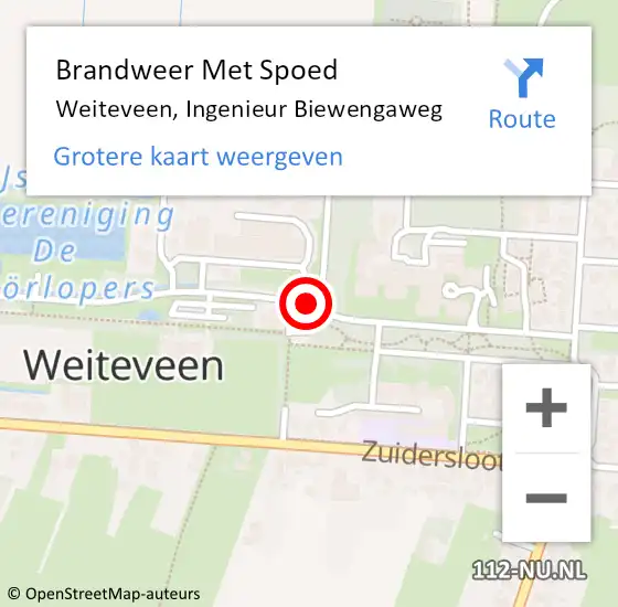 Locatie op kaart van de 112 melding: Brandweer Met Spoed Naar Weiteveen, Ingenieur Biewengaweg op 17 juni 2016 15:28