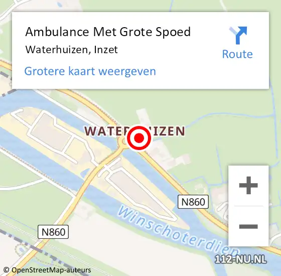 Locatie op kaart van de 112 melding: Ambulance Met Grote Spoed Naar Waterhuizen, Inzet op 17 juni 2016 15:44