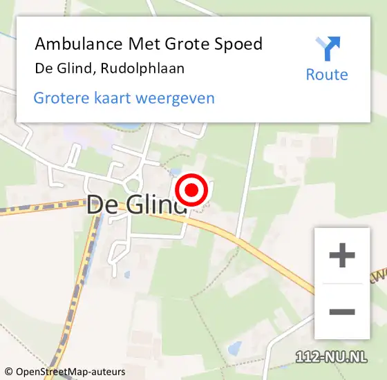 Locatie op kaart van de 112 melding: Ambulance Met Grote Spoed Naar De Glind, Rudolphlaan op 17 juni 2016 15:48