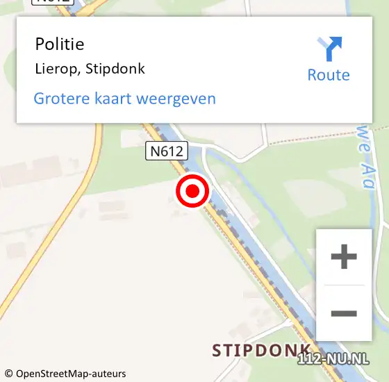 Locatie op kaart van de 112 melding: Politie Lierop, Stipdonk op 17 juni 2016 16:22