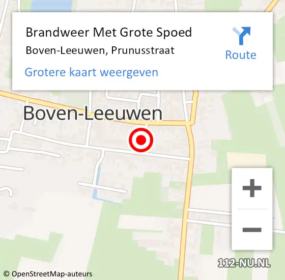 Locatie op kaart van de 112 melding: Brandweer Met Grote Spoed Naar Boven-Leeuwen, Prunusstraat op 17 juni 2016 16:31