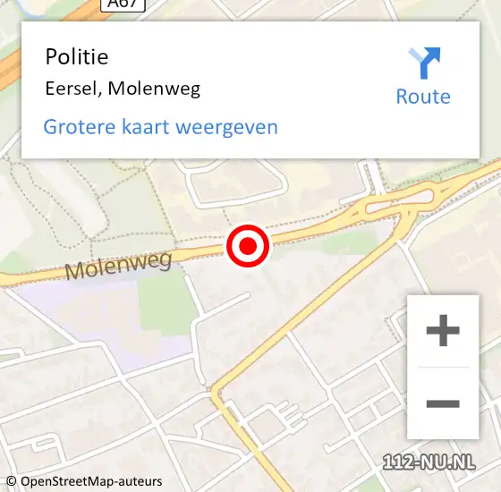 Locatie op kaart van de 112 melding: Politie Eersel, Molenweg op 17 juni 2016 16:45