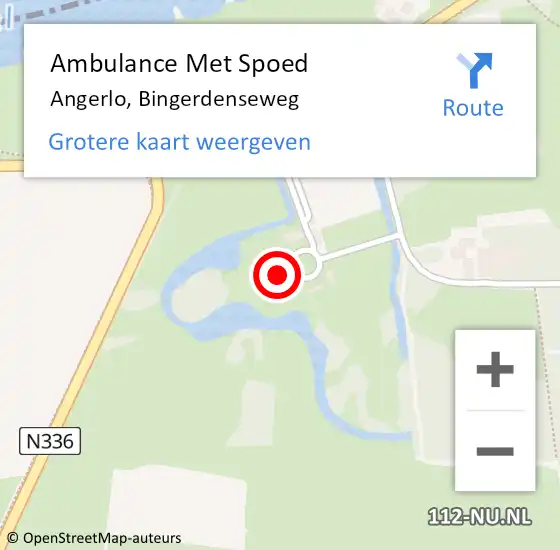 Locatie op kaart van de 112 melding: Ambulance Met Spoed Naar Angerlo, Bingerdenseweg op 17 juni 2016 16:50