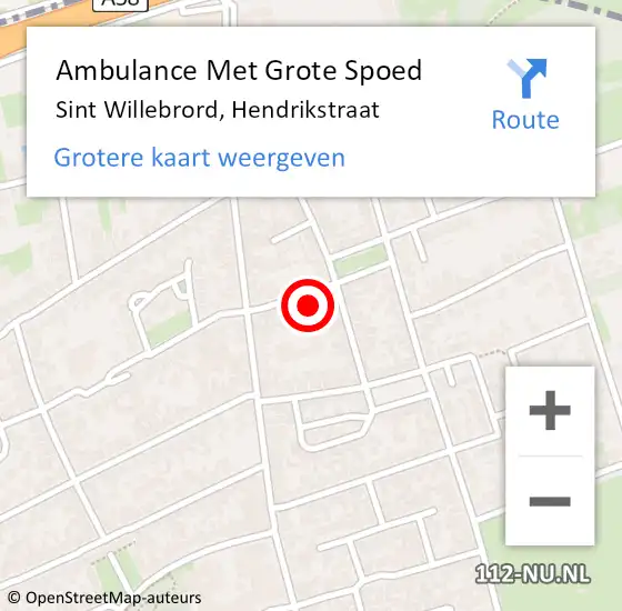 Locatie op kaart van de 112 melding: Ambulance Met Grote Spoed Naar Sint Willebrord, Hendrikstraat op 17 juni 2016 18:01