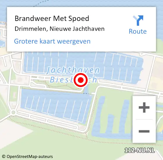 Locatie op kaart van de 112 melding: Brandweer Met Spoed Naar Drimmelen, Nieuwe Jachthaven op 17 juni 2016 18:25