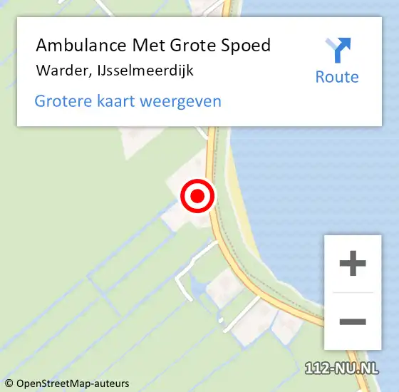 Locatie op kaart van de 112 melding: Ambulance Met Grote Spoed Naar Warder, IJsselmeerdijk op 17 juni 2016 18:29