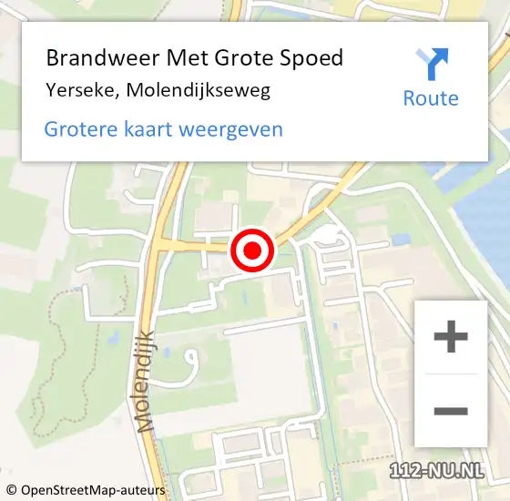 Locatie op kaart van de 112 melding: Brandweer Met Grote Spoed Naar Yerseke, Molendijkseweg op 18 december 2013 14:35