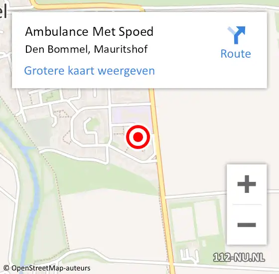 Locatie op kaart van de 112 melding: Ambulance Met Spoed Naar Den Bommel, Mauritshof op 17 juni 2016 19:18