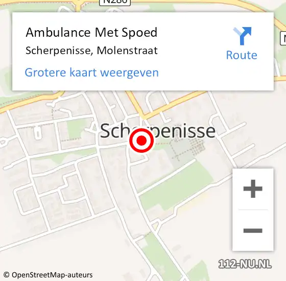 Locatie op kaart van de 112 melding: Ambulance Met Spoed Naar Scherpenisse, Molenstraat op 17 juni 2016 20:57