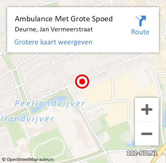 Locatie op kaart van de 112 melding: Ambulance Met Grote Spoed Naar Deurne, Jan Vermeerstraat op 17 juni 2016 21:55