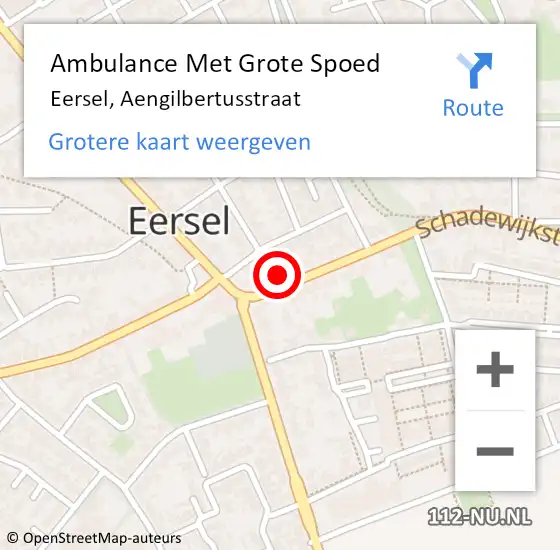 Locatie op kaart van de 112 melding: Ambulance Met Grote Spoed Naar Eersel, Aengilbertusstraat op 17 juni 2016 22:37