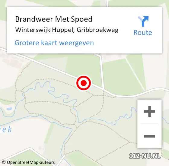 Locatie op kaart van de 112 melding: Brandweer Met Spoed Naar Winterswijk Huppel, Gribbroekweg op 17 juni 2016 23:07