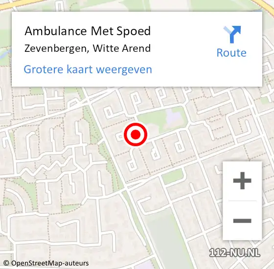 Locatie op kaart van de 112 melding: Ambulance Met Spoed Naar Zevenbergen, Witte Arend op 17 juni 2016 23:10