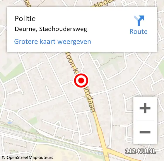 Locatie op kaart van de 112 melding: Politie Deurne, Stadhoudersweg op 17 juni 2016 23:18