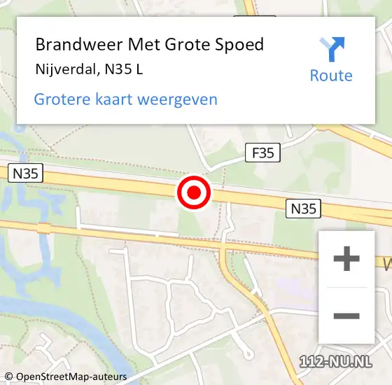 Locatie op kaart van de 112 melding: Brandweer Met Grote Spoed Naar Nijverdal, N35 L op 17 juni 2016 23:27