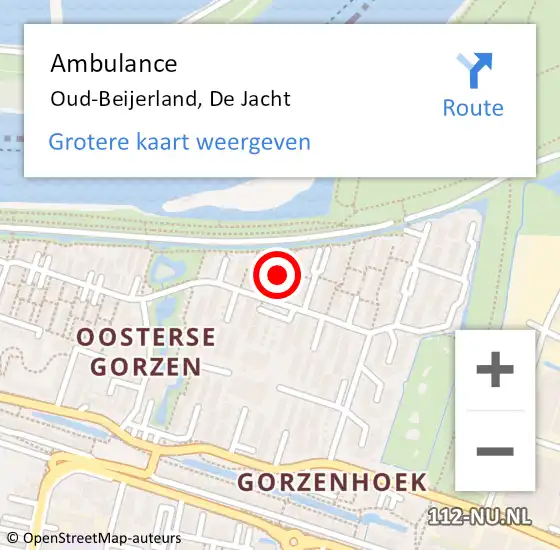 Locatie op kaart van de 112 melding: Ambulance Oud-Beijerland, De Jacht op 17 juni 2016 23:58