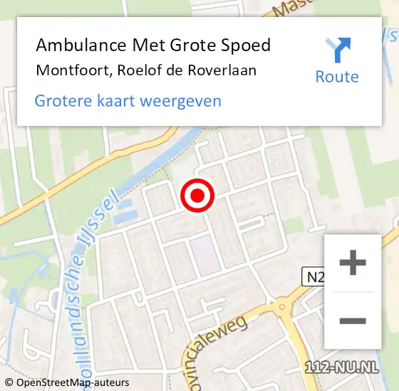 Locatie op kaart van de 112 melding: Ambulance Met Grote Spoed Naar Montfoort, Roelof de Roverlaan op 18 juni 2016 01:09