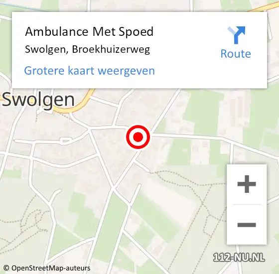 Locatie op kaart van de 112 melding: Ambulance Met Spoed Naar Swolgen, Broekhuizerweg op 18 december 2013 14:52