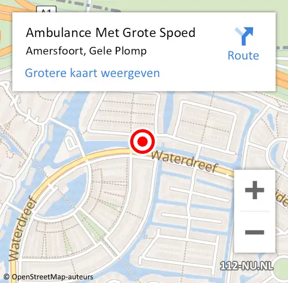 Locatie op kaart van de 112 melding: Ambulance Met Grote Spoed Naar Amersfoort, Gele Plomp op 18 juni 2016 02:33